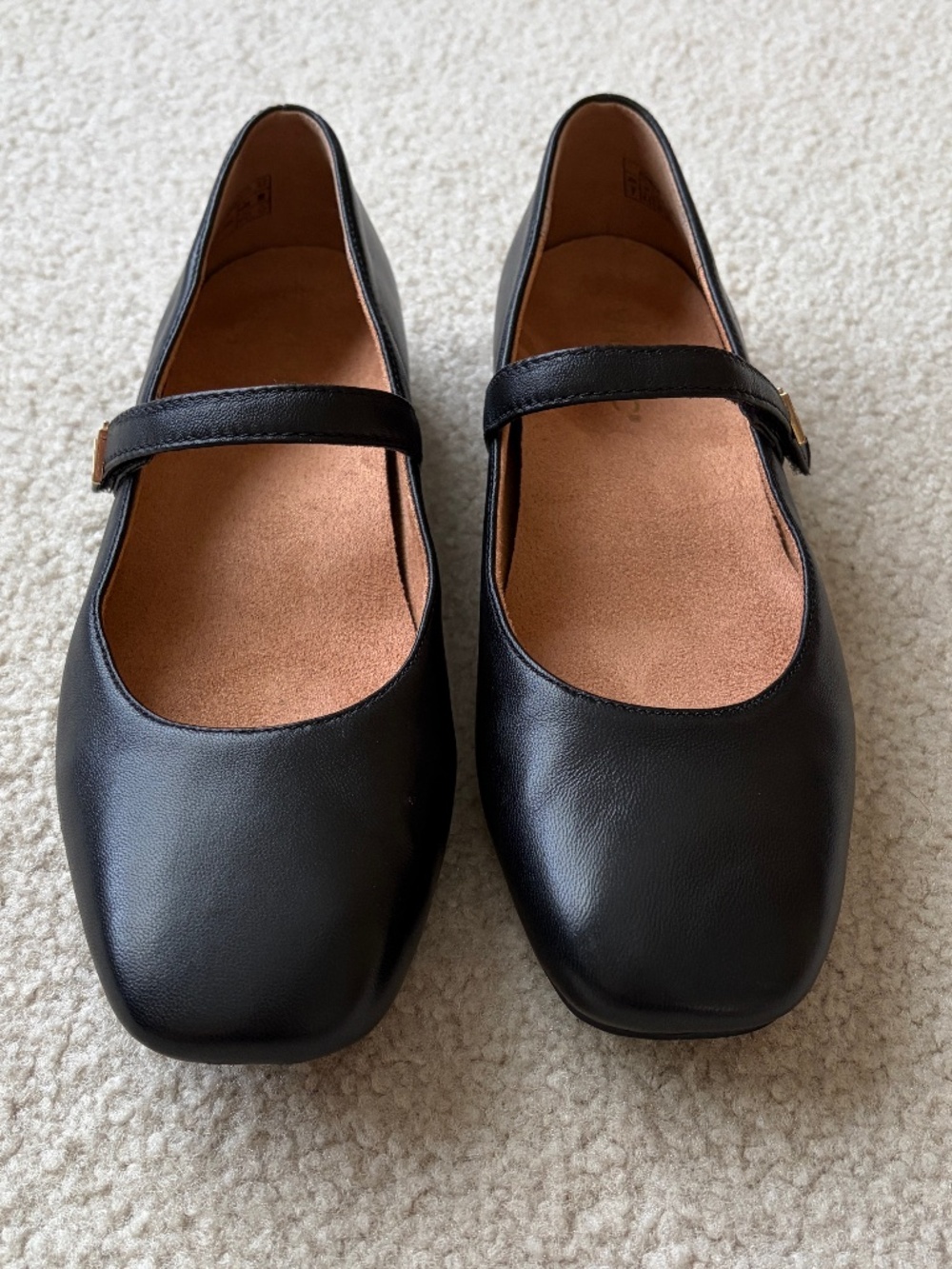 Vionic Alameda Black Leather Mary Jane Flat Shoes 7M